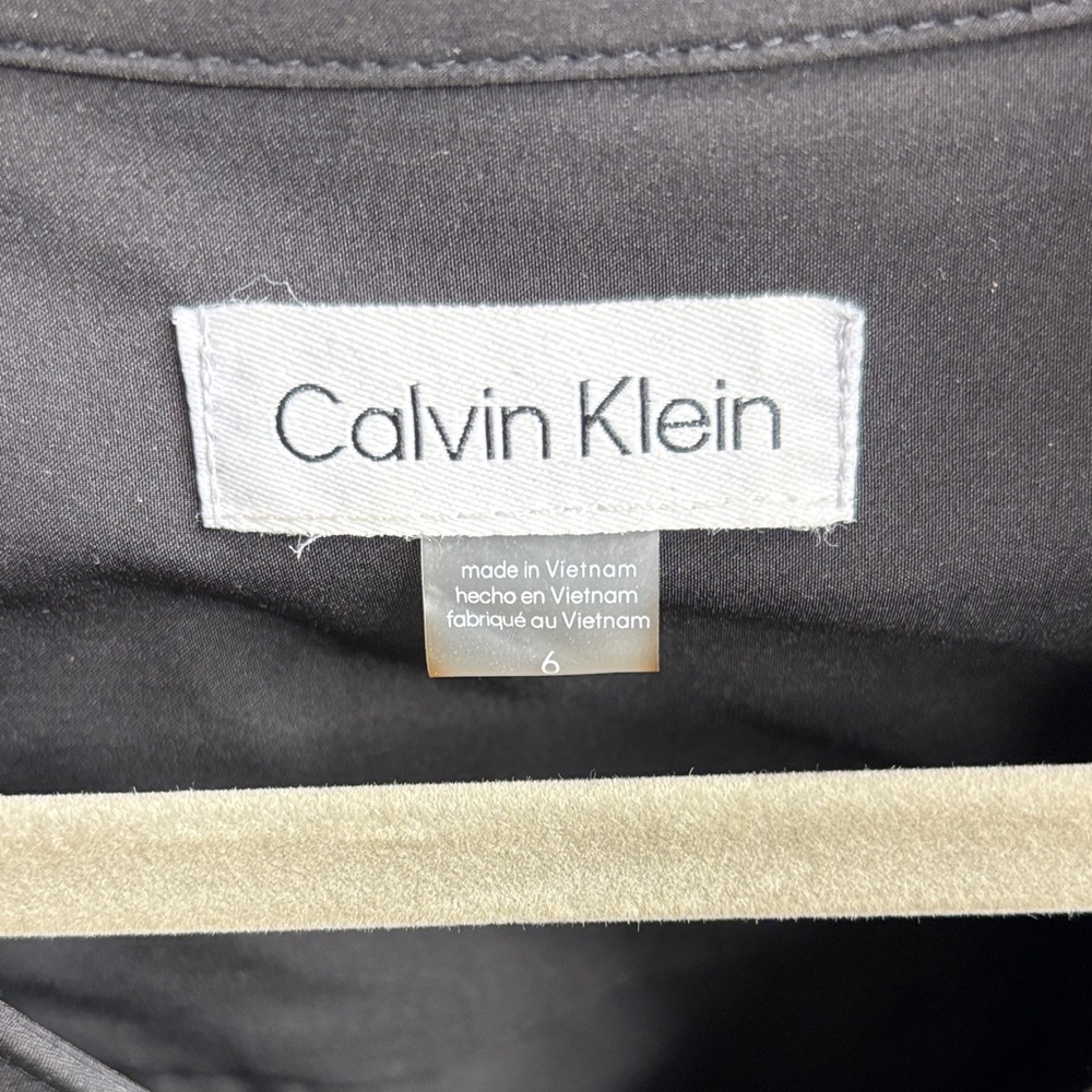 Calvin Klein Black Long-Sleeve Shirt Dress with Drawstring Waist - Picture 2 of 4